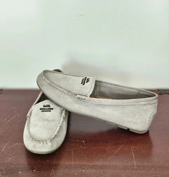 Coach Mary Lock Up Gray Suede Loafers Size 8B - Picture 1 of 10